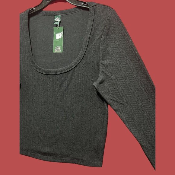 Wild Fable - Women's Ribbed Long Sleeve Scoopneck T-Shirt - Black - Extra Large - Picture 13 of 13